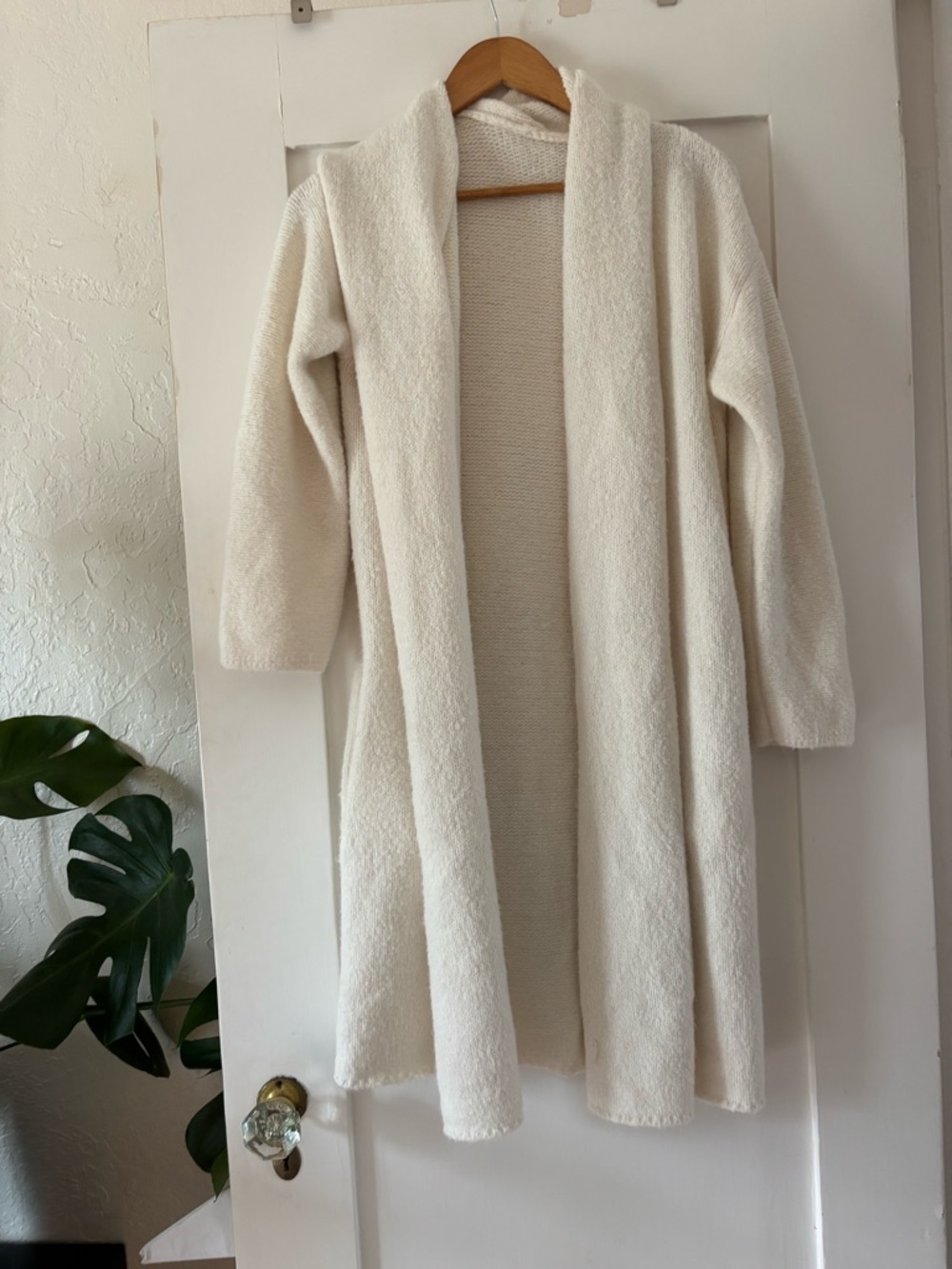 Kindred Bravely Chloe Cozy Open-Front Cream Knit Duster